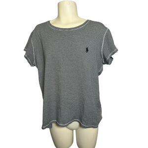 Lauren Ralph Lauren Embroidered logo Striped White & B Short Sleeve XLarge XL